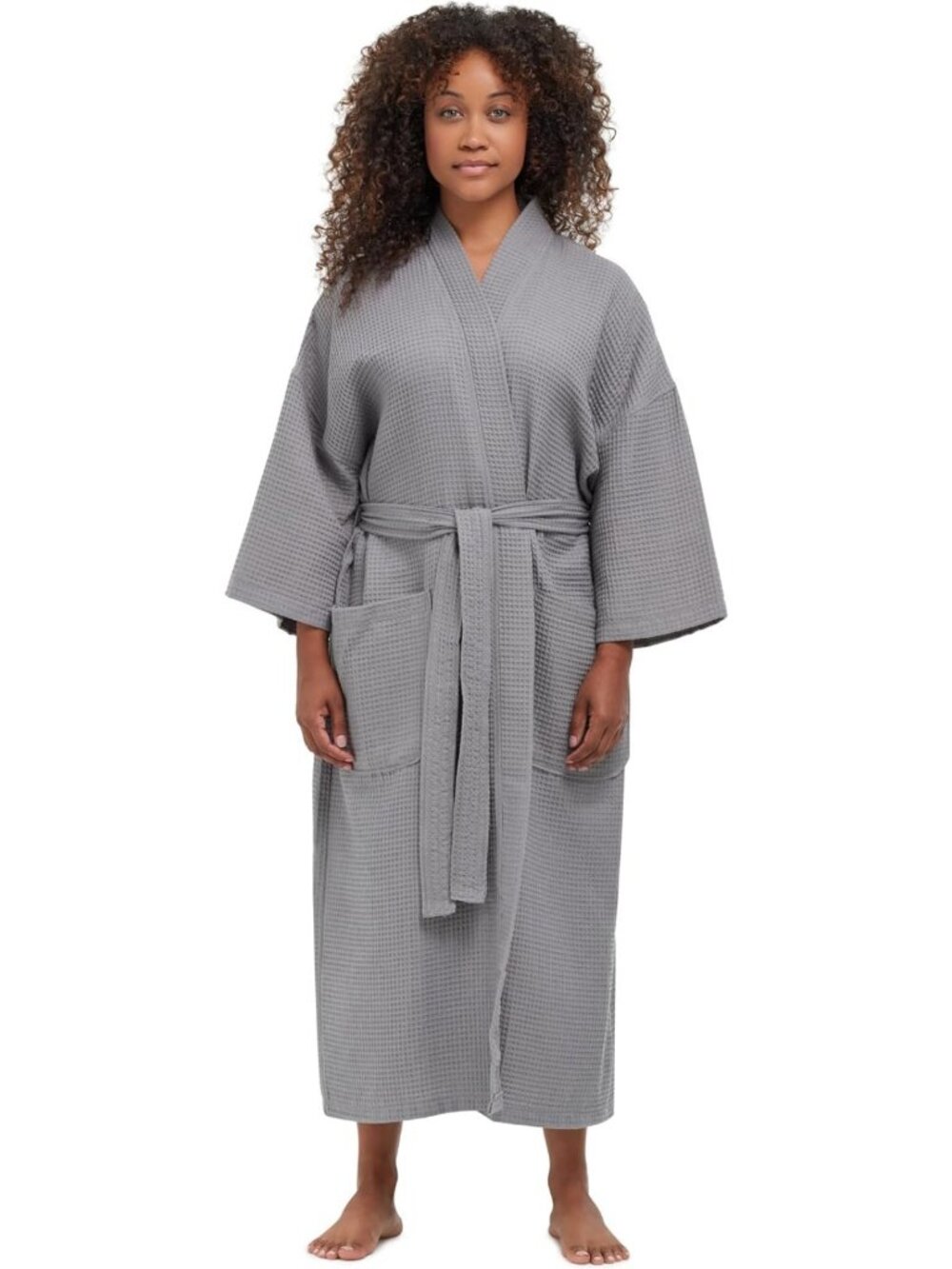 Cozy Square Waffle Spa Kimono Robe for Men & Women | Luxury Loungewear